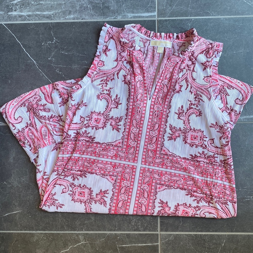 Michael Kors Pink & White Printed Mini Dress